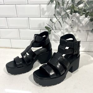 VAGABOND LEATHER PLATFORM SANDALS